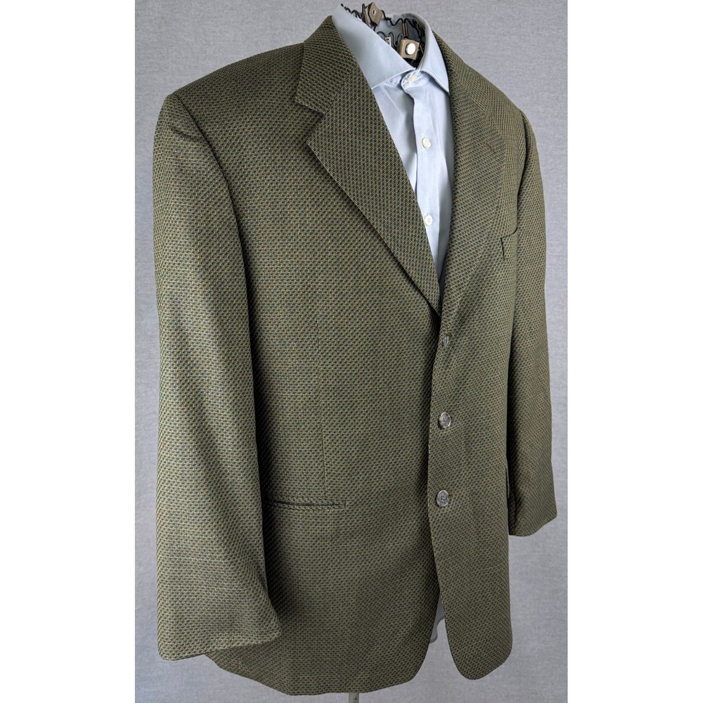 Monsieur by Givenchy Piero Blazer Mens 44R Olive Yellow Silk Wool Sport Coat